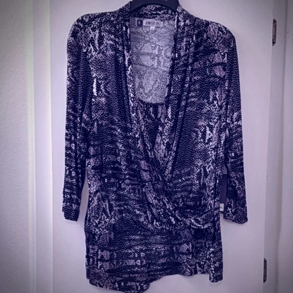 NWT Jennifer Lopez Drape Snake Top Blouse